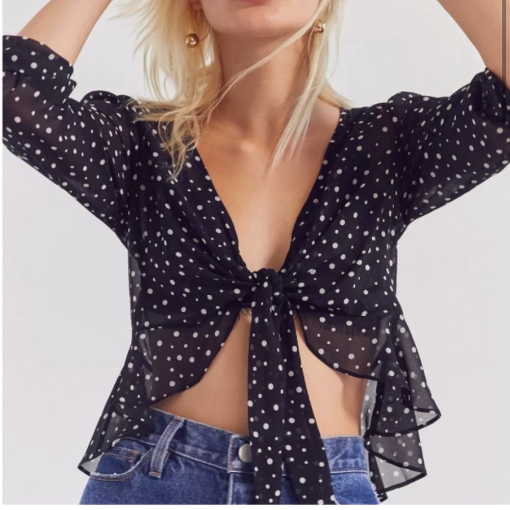 Urban Outfitters Kimchi Blue Polka Dot Sheer Crop Top Small